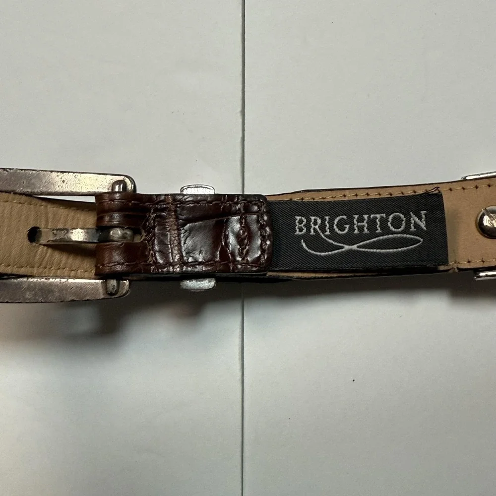 Brighton Belt Womens Small 32 Brown Red Black Croc‎ Skin Leather Western